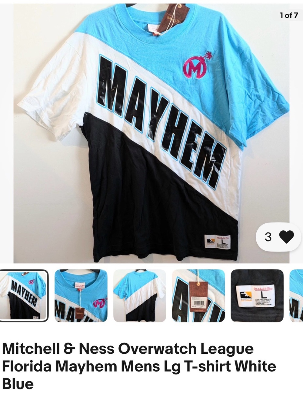 NWT Mitchell & Ness Florida Mayhem Overwatch League Colorblock T-Shirt Men’s L